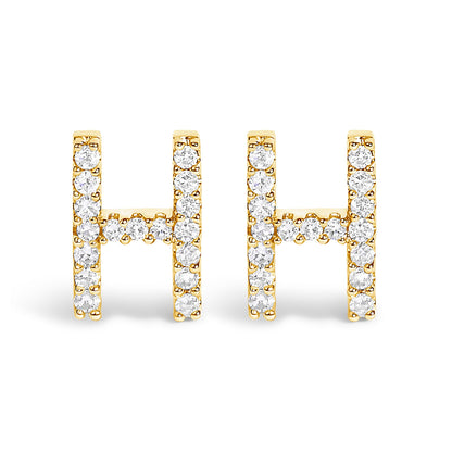 10K White Gold 1/10 Cttw Diamond Initial â€œAâ€ Stud Earring