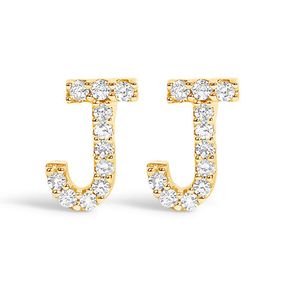 10K White Gold 1/10 Cttw Diamond Initial â€œAâ€ Stud Earring