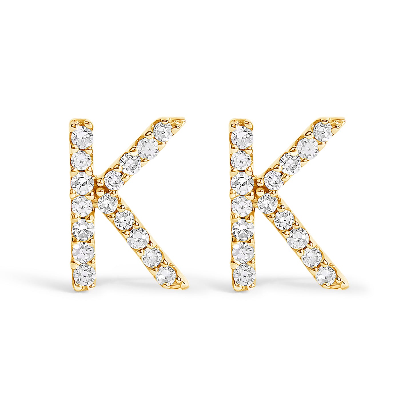 10K White Gold 1/10 Cttw Diamond Initial â€œAâ€ Stud Earring