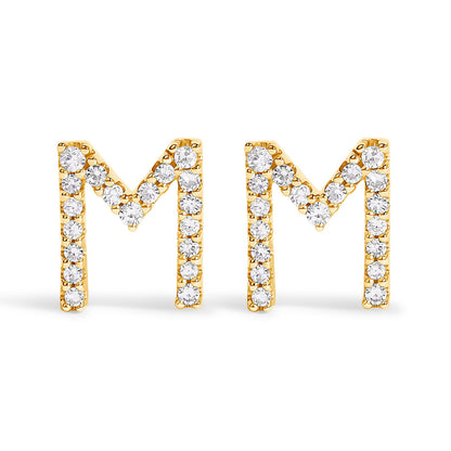 10K White Gold 1/10 Cttw Diamond Initial â€œAâ€ Stud Earring