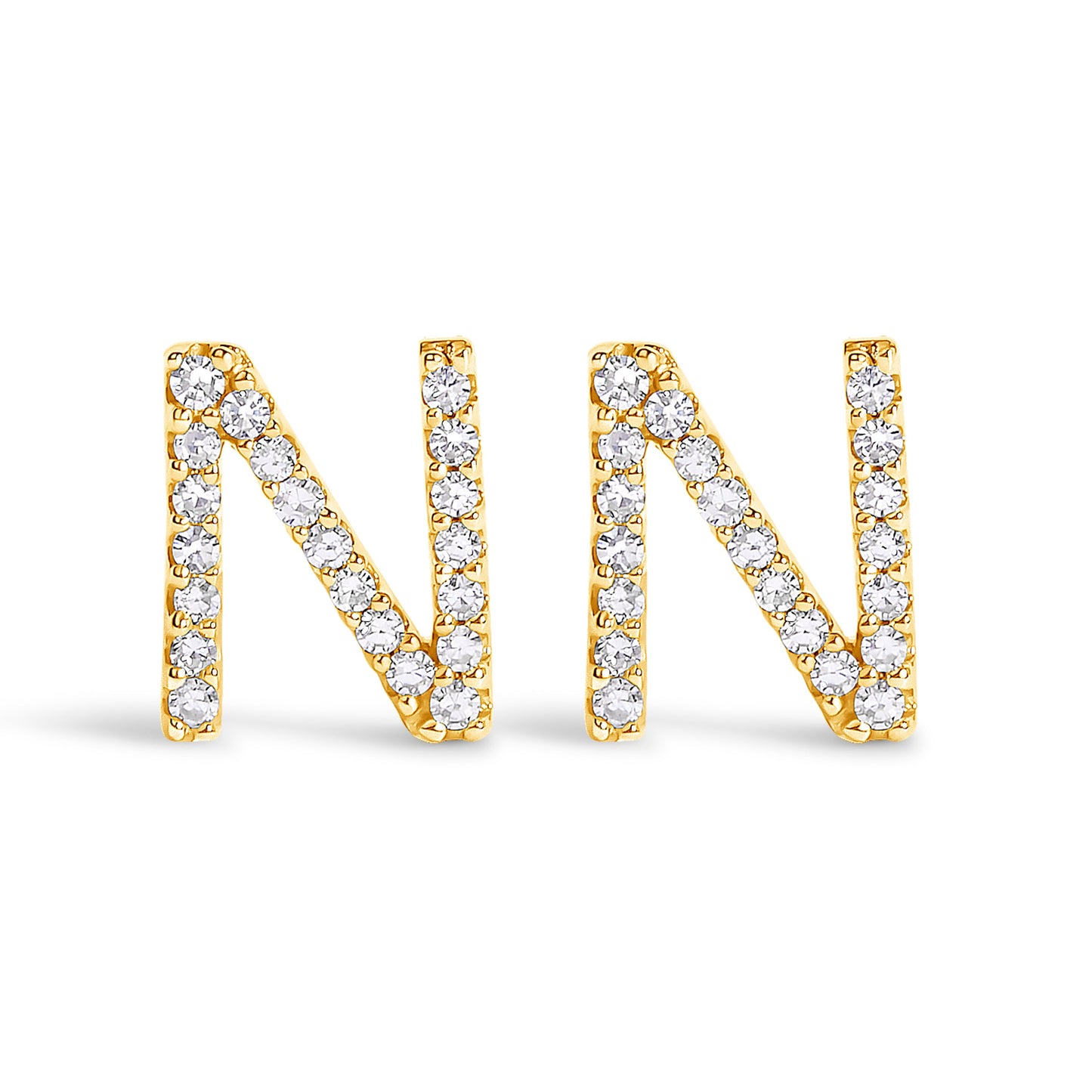 10K White Gold 1/10 Cttw Diamond Initial â€œAâ€ Stud Earring