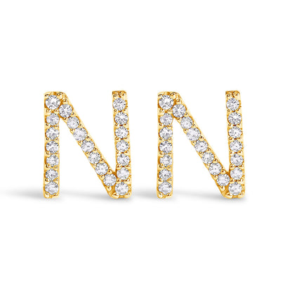 10K White Gold 1/10 Cttw Diamond Initial â€œAâ€ Stud Earring