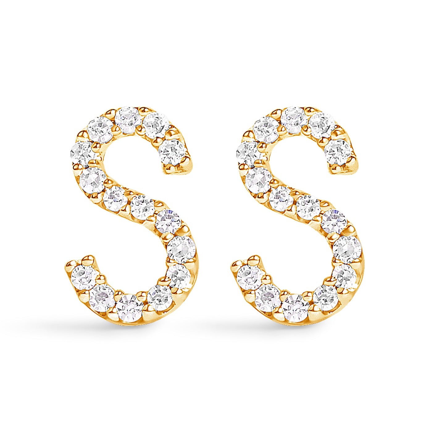 10K White Gold 1/10 Cttw Diamond Initial â€œAâ€ Stud Earring