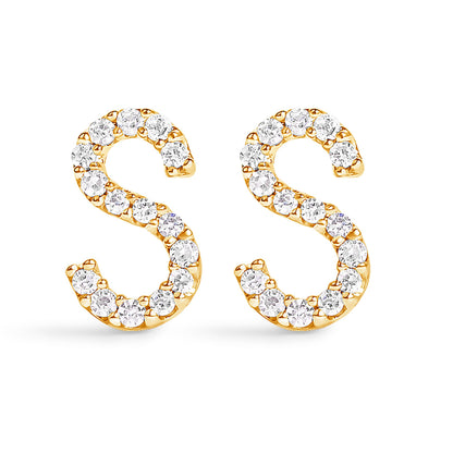 10K White Gold 1/10 Cttw Diamond Initial â€œAâ€ Stud Earring