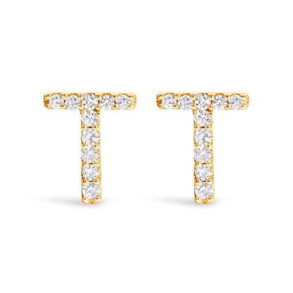 10K White Gold 1/10 Cttw Diamond Initial â€œAâ€ Stud Earring
