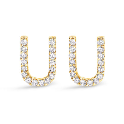 10K White Gold 1/10 Cttw Diamond Initial â€œAâ€ Stud Earring