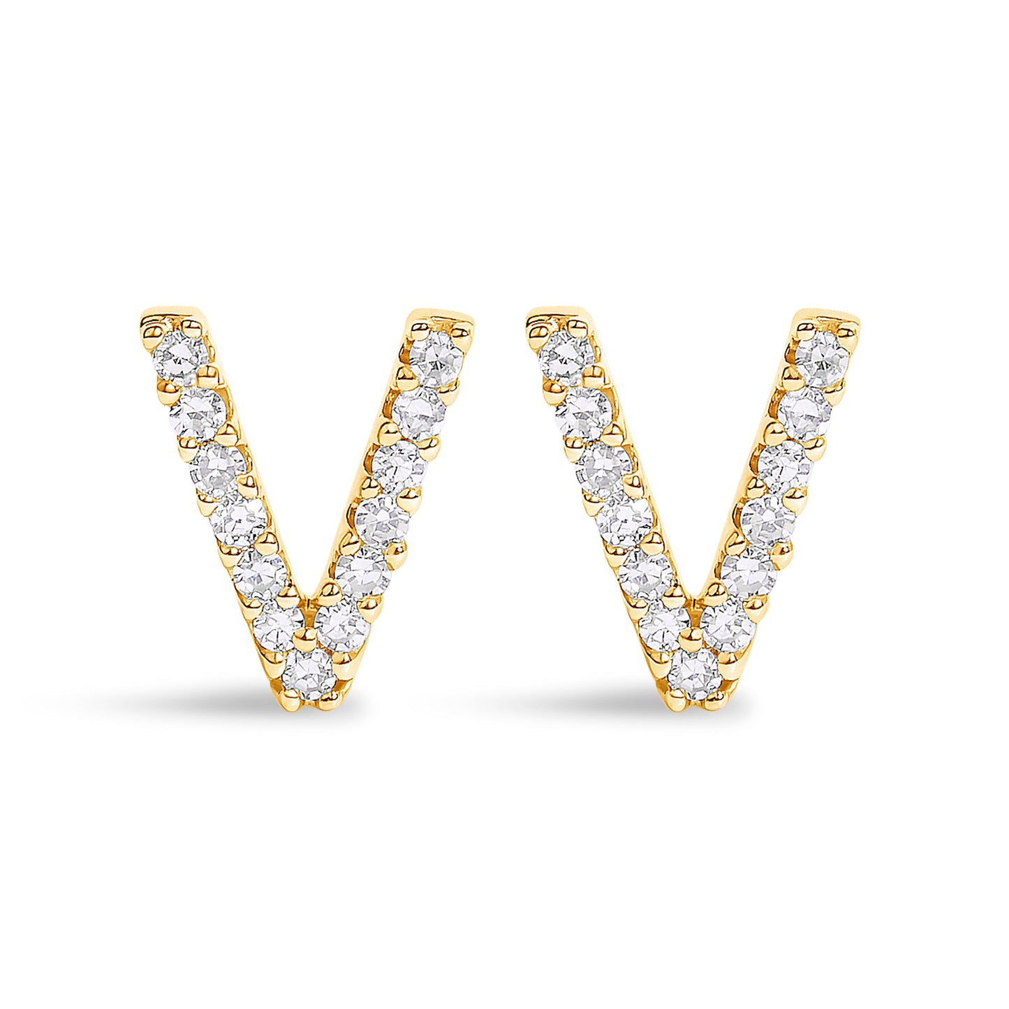 10K White Gold 1/10 Cttw Diamond Initial â€œAâ€ Stud Earring