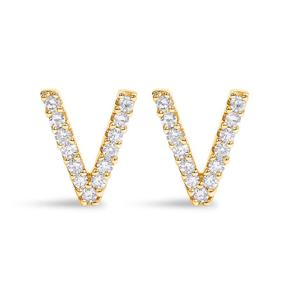 10K White Gold 1/10 Cttw Diamond Initial â€œAâ€ Stud Earring