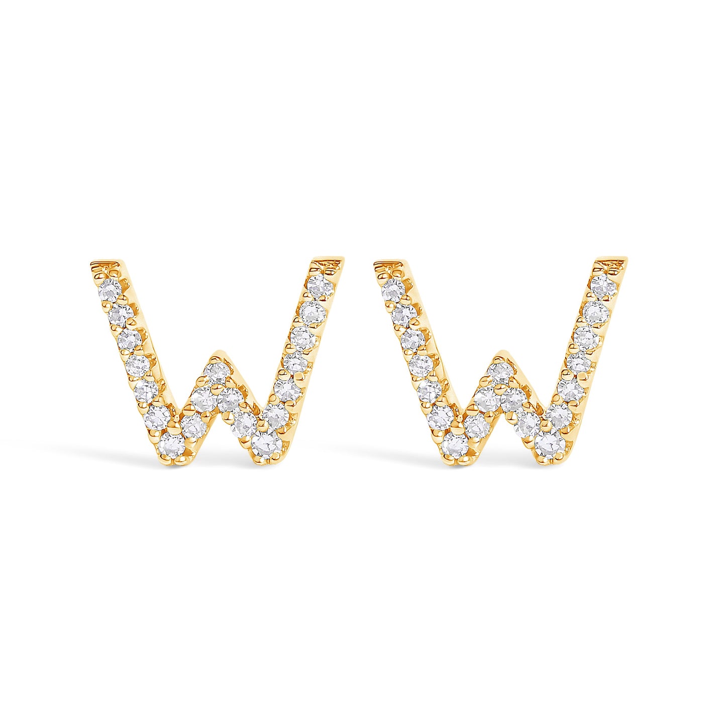 10K White Gold 1/10 Cttw Diamond Initial â€œAâ€ Stud Earring