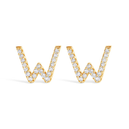 10K White Gold 1/10 Cttw Diamond Initial â€œAâ€ Stud Earring