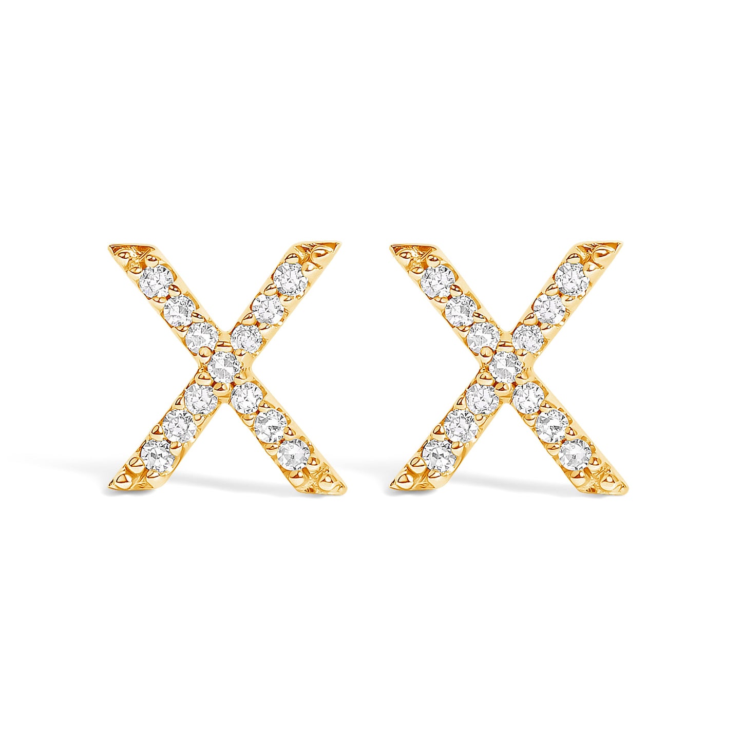 10K White Gold 1/10 Cttw Diamond Initial â€œAâ€ Stud Earring