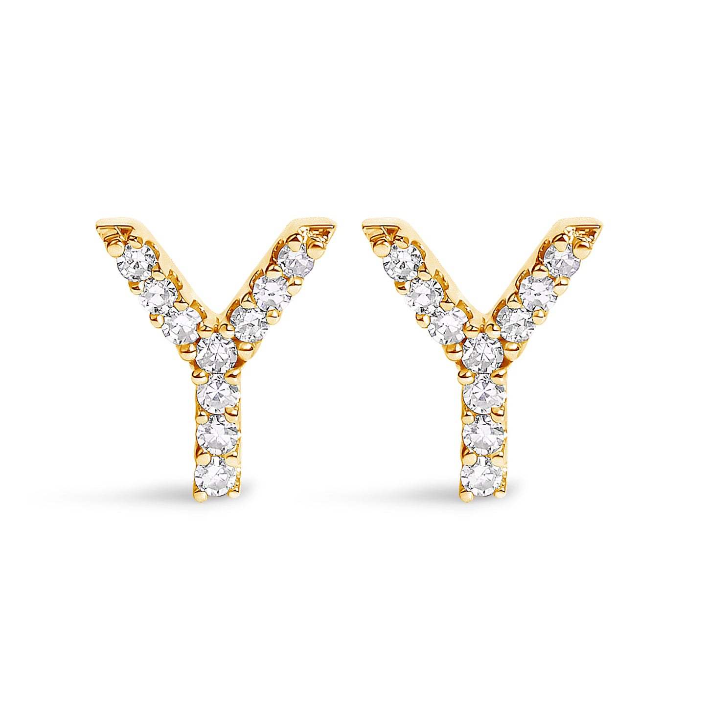10K White Gold 1/10 Cttw Diamond Initial â€œAâ€ Stud Earring