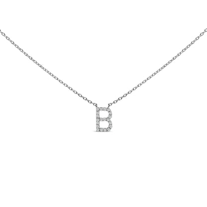 10K White Gold Diamond Accent "A" Block Initial Pendant Necklace
