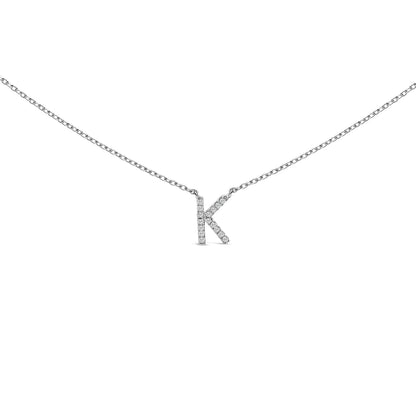 10K White Gold Diamond Accent "A" Block Initial Pendant Necklace