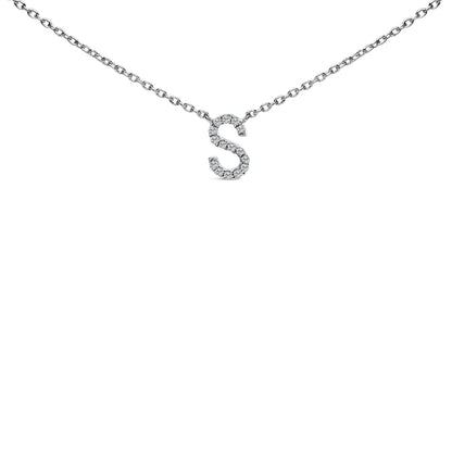 10K White Gold Diamond Accent "A" Block Initial Pendant Necklace