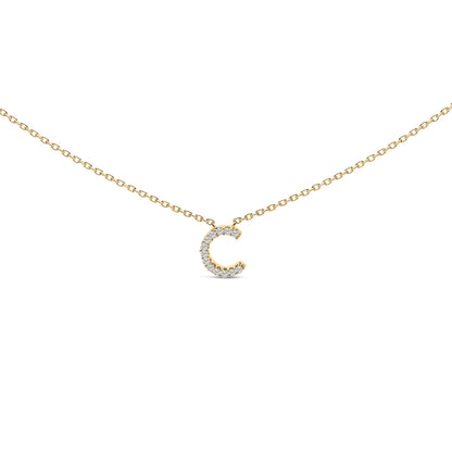 10K White Gold Diamond Accent "A" Block Initial Pendant Necklace