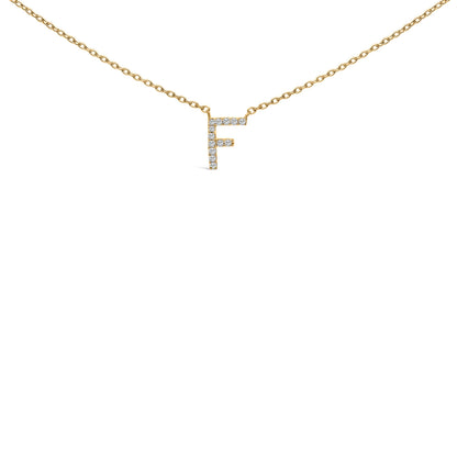 10K White Gold Diamond Accent "A" Block Initial Pendant Necklace