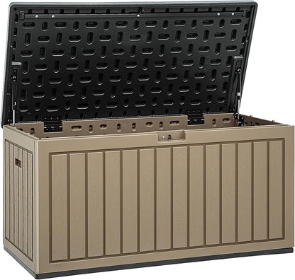 YITAHOME 90 Gallon Double-Wall Deck Box with Side Handles, Outdoor Large Storage for Patio Furniture Cushions, Garden Pool Accessories, Water Resistant & Lockable