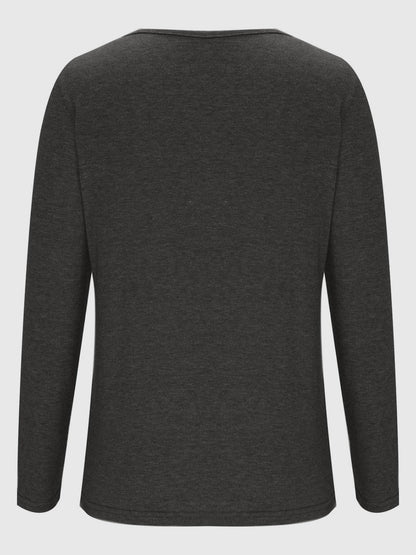 Crisscross V-Neck Long Sleeve T-Shirt