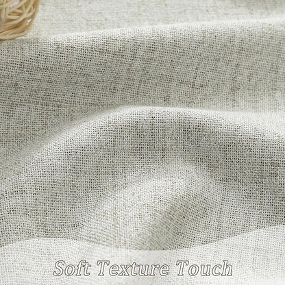 Linen Natural Blackout Curtains 84 Inch Long 2 Panels Set,Back Tab Pleated Burlap Textured Window Draperies with Hooks, Noise Reducation Black Out Darkening Curtains for Bedroom,50x84 in Length