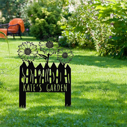 Custom Sunflower Metal Garden Sign with Stakes, Flower Garden Decor, Personalized Family Name Sign, Farmhouse Yard Decorative, Patio Art, Mother's Day Gift, Mom Gift, Housewarming Gift