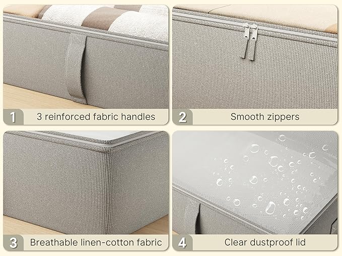 2-Pack Under Bed Storage Containers, 6 Inches Tall Underbed Clothes Storage Organizer Bin with Sturdy Sidewalls/Bottom, Underbed Storage Bins 2 Storage Thin Bins