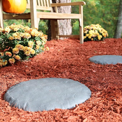 Ei Circular 15.5” Stepping Stones with Ground Stakes - Home or Garden Step Stones for Outdoor Walkway or Pathway Pavers - Resin Material (8, Light Grey Stone)