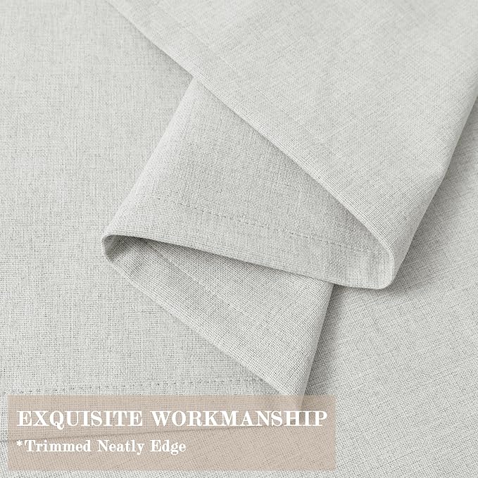 Extra Wide 100% Blackout Linen Textured Curtains - Room Dividers, W200 x L96 (1 Panel), Pinch Pleat Drapes for Living Room, Full Light Block Out Drapery for Sliding Door, Greyish White