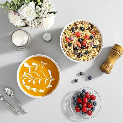 MALACASA Large Soup Bowls Set, 44 OZ (7") Salad Bowls Cereal Bowls Set of 2,Marble Grey Ceramic Bowls for Kitchen, Dishwasher & Microwave Safe, Series REGULAR
