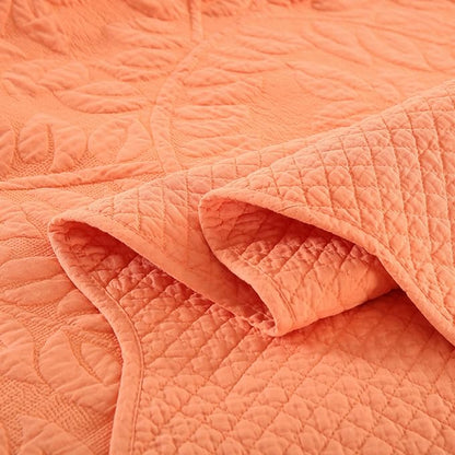 MarCielo 3-Piece 100% Cotton Oversized Bedspread Lightweight Quilt Coverlet Embroidery Farmhouse Bedding Set T0 (Salmon, Oversized King (118"x106"))