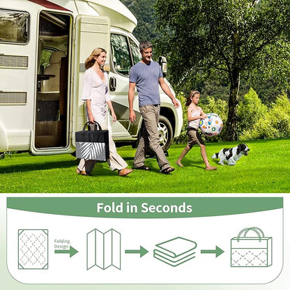 GENIMO Outdoor Rug 3' x 5' Waterproof for Patios Clearance, Reversible Outdoor Plastic Straw Camping Rug Carpet, Large Area Rugs Mats for RV, Camper, Deck, Balcony, Porch, Beach, Picnic, Grey&White
