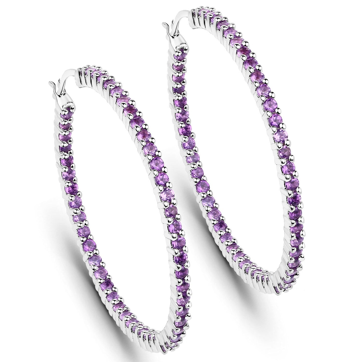 3.00 Carat Genuine Amethyst .925 Sterling Silver Earrings
