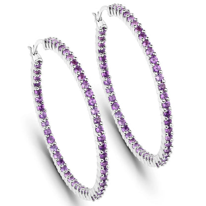 3.00 Carat Genuine Amethyst .925 Sterling Silver Earrings