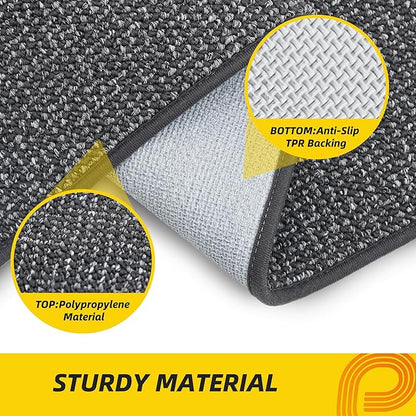 JSEI Dirt Trapper Door Mat 20"x32" Non-Slip Washable Entrance Mat, Dog Doormats, Absorbent & Fade-Resistant Floor Mats, Low Profile Welcome Mats for Entryway, Front Door, and Inside Entrance,Dark Grey