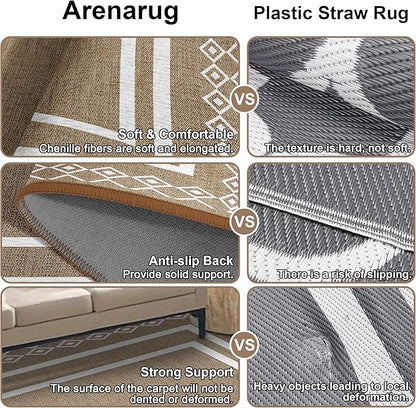 Outdoor Patio Rug, Outside Rectangular Carpet, Moroccan Geometric Rugs, Washable Large Indoor Outdoor Rug Mats for RV, Picnic, Backyard, Deck, Balcony, Porch, Beach 5'x8'