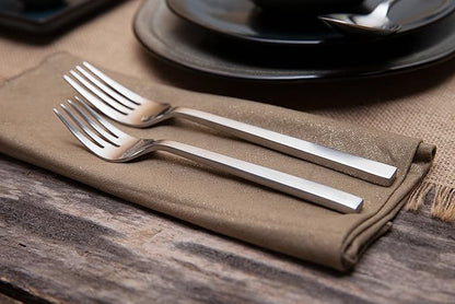 FORTESSA Arezzo 18/10 Stainless Steel Flatware, 20 Piece Place Setting With Table Knives, Forks and Spoons (Service For 4), Dishwasher Safe, Brushed