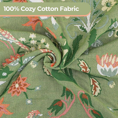Boho Throw Blanket for Bed, 100% Cotton Ultra Soft Rustic Quilt King Blanket Florals and Animals Printed Farmhouse Decor Large Bed Blankets,90"×98" All Season Rustic Throw for Sofa Couch Chair