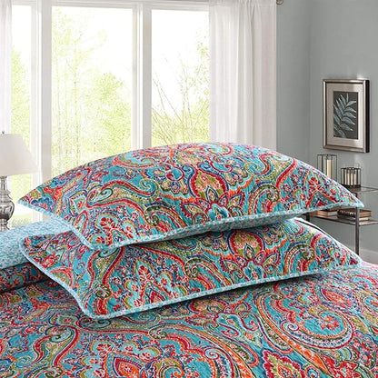 NEWLAKE Quilted Cotton Bed Pillowcases, European Gorgeous Floral Pattern, 2 Pieces, 20x27 Inch