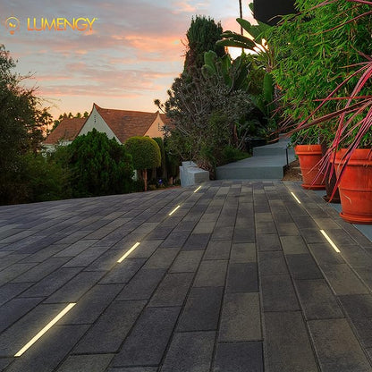 LUMENGY Paver Light Slim 0.5x12 Inch (0.55 x 11.8) Glare-Free Steel Lighting for Pavers, Brick, Walls, Driveways, Walkways & Pathways, 2700K Warm White, Waterproof, Drive-Over, Weird 12V AC/DC