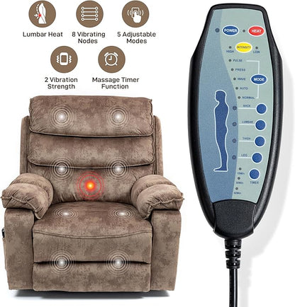 27in Extra Wide Power Lift Recliner Chair for Big Tall with Extended Footrest Heat Massage, Oversized Electric Lift Recliner Chairs for Adults Elderly Seniors, Arm Storage & Cup Holders