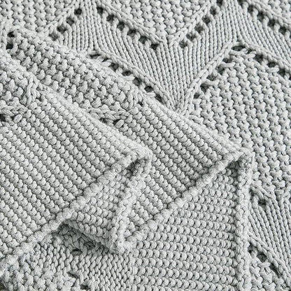 Longhui bedding Chunky Cotton Knit Throw Blanket for Couch, Sofa, Bed, or Chair, Decorative Breathable Fall Cable Knit Blanket 60 x 80 Inches, Large Medium Weight Grey
