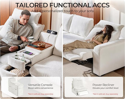 Oversized Modular Sofa Comfy Cloud Couch with Storage, Extra Deep Plush Sectional Sofa Set for Living Room, Covers Washable, Chenille, Olar (White, 6-Seater with 2 Corners, u-Shaped)