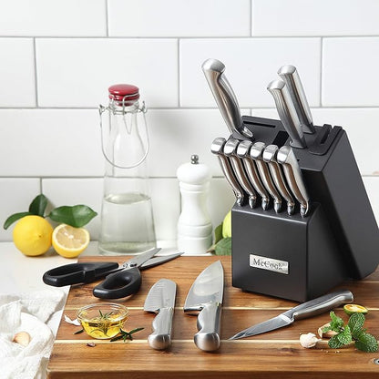 McCook® Knife Sets, German Stainless Steel Knife Block Sets with Built-in Sharpener