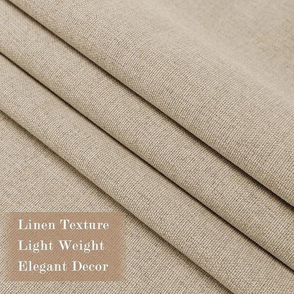 Full Blackout Privacy Curtains, 240 Inch Extra Wide Linen Blend Drapes, Pinch Pleat Window Drapery for Room Divider Storage/Space Room Separation, 1 Panel, W 240" x L 102", Sand Beige