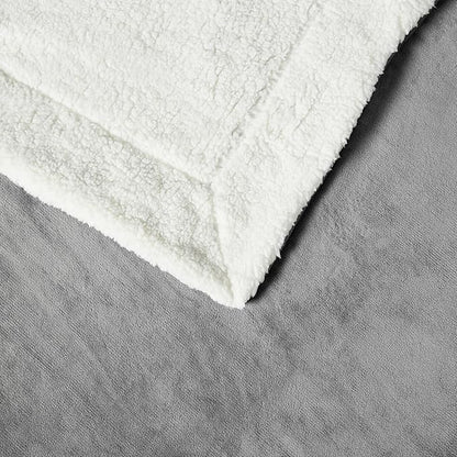 Amazon Basics Reversible Sherpa Throw Blanket, Dark Gray, 50"x60"