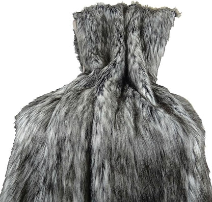 Exotic Siberian Husky Faux Faur Throw Blanket - Gray White Black Husky Fur - Gray Faux Fur Throw Blanket - Luxury Soft Faux Fur, Handmade in US, 16411