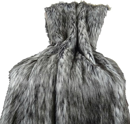 Exotic Siberian Husky Faux Faur Throw Blanket - Gray White Black Husky Fur - Gray Faux Fur Throw Blanket - Luxury Soft Faux Fur, Made in US, 16411