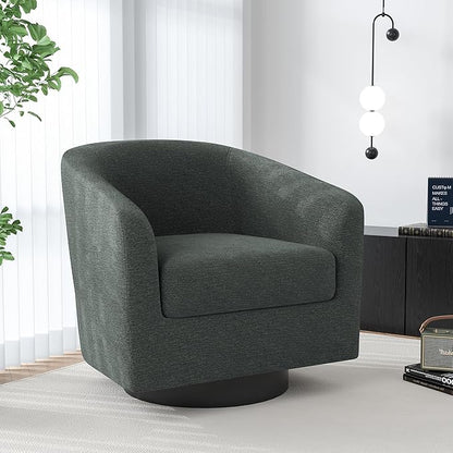 Swivel Barrel Accent Chair, Modern Round Chenille Fabric Arm Chair for Living Room, Bedroom, Comfy Club Reading Chairs for Adults（Chenille Fabric, Grey, Set of 4