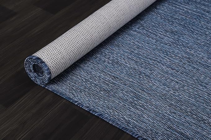 CAMILSON Outdoor Rug 8x10 Modern Area Rugs for Indoor and Outdoor Patios and Porches - Waterproof, Washable, Non-Shedding, Easy-to-Clean Outside Carpet (8 x 10, Solid - Navy Blue)