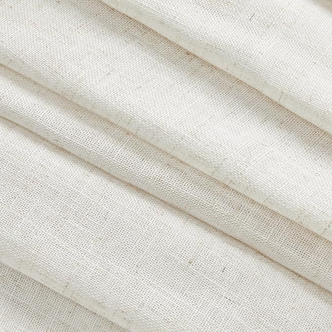 MYSKY HOME Farmhouse Kitchen Curtains 54 inches Long, Boho Curtain Panels Farmhouse Style Flax Linen Polyester Blend Texture for Home Decor, Light Soften Privacy Drapes, Linen, Pack-2
